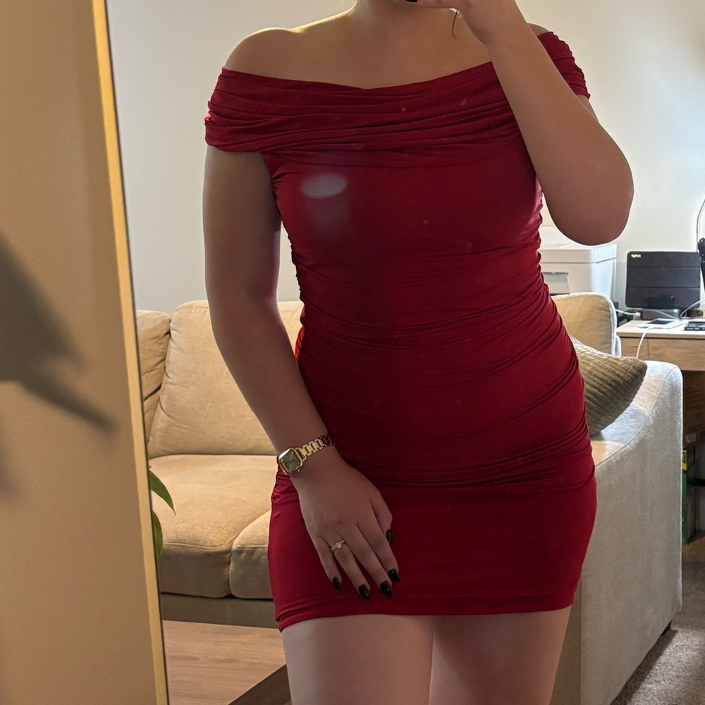BCBG Max Azria Red Draped Dress